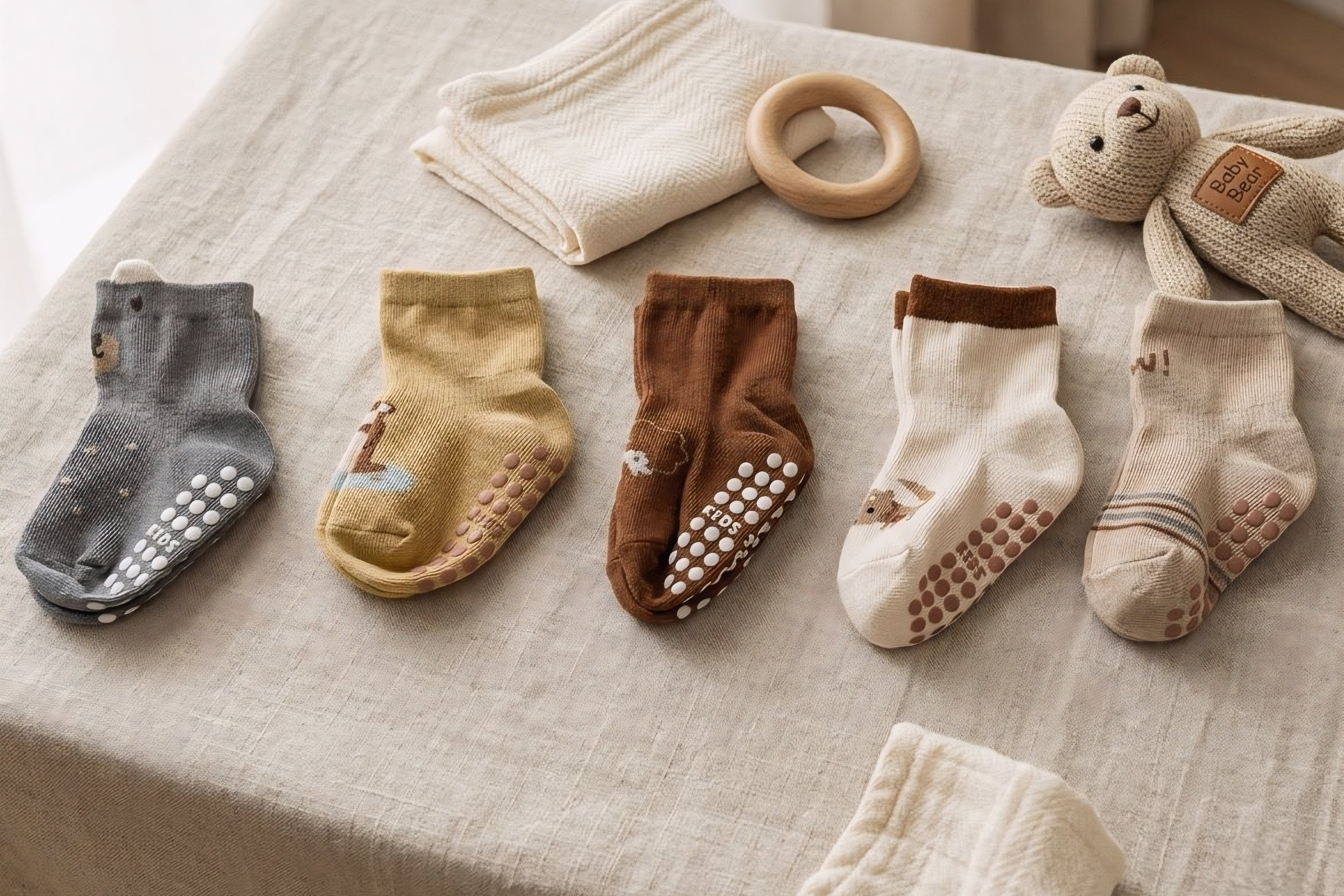 Baby Bear Cozy Grip Socks (5 Pairs)