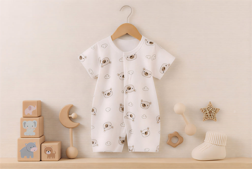 Baby Bear Snuggle Romper | Newborn Short Sleeve