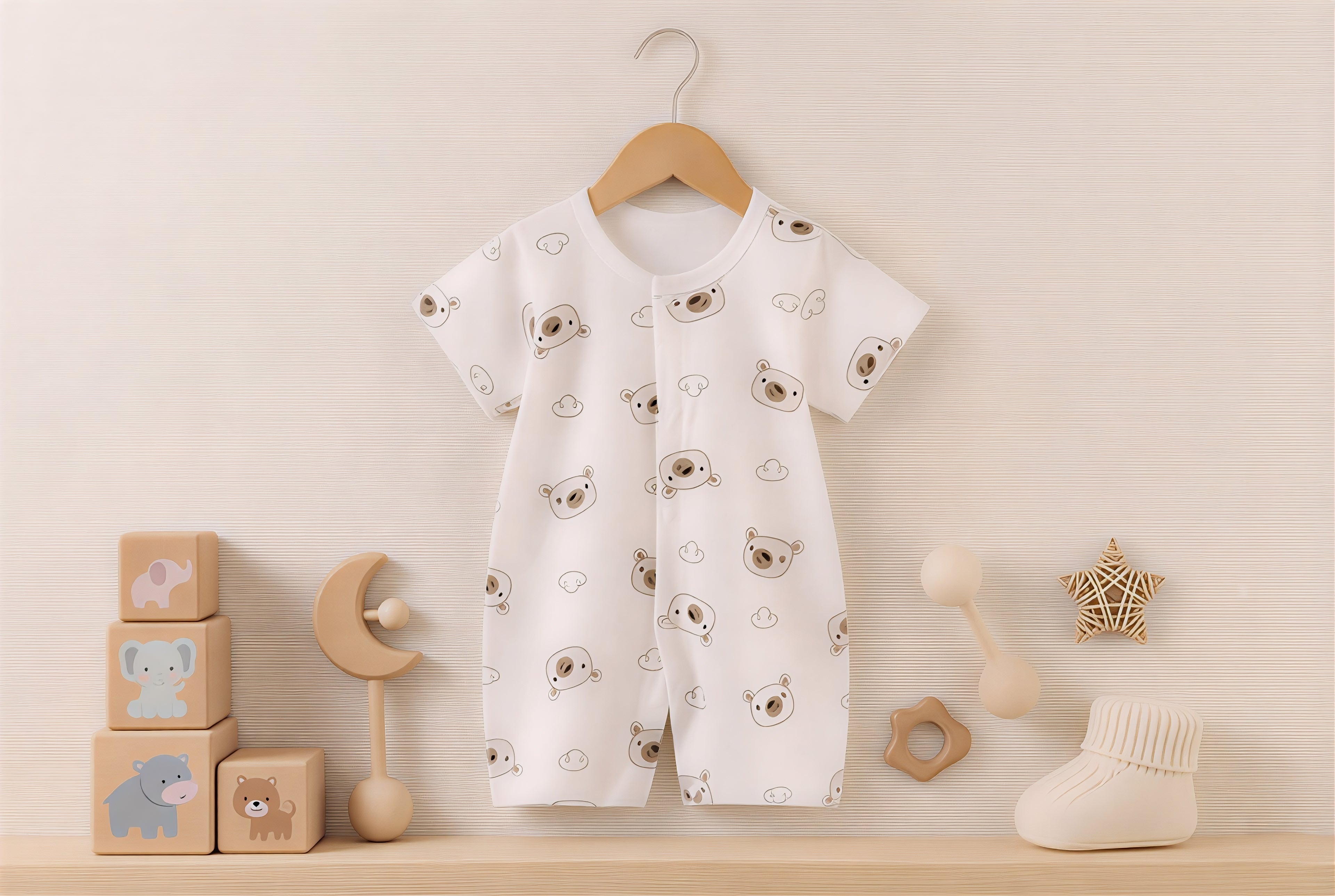 Baby Bear Snuggle Romper | Newborn Short Sleeve