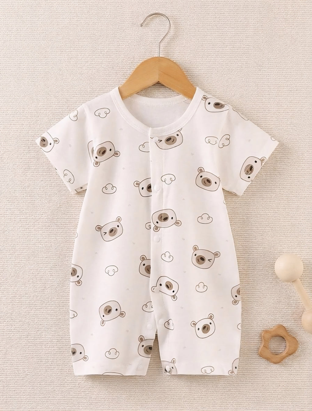 Baby Bear Snuggle Romper | Newborn Short Sleeve