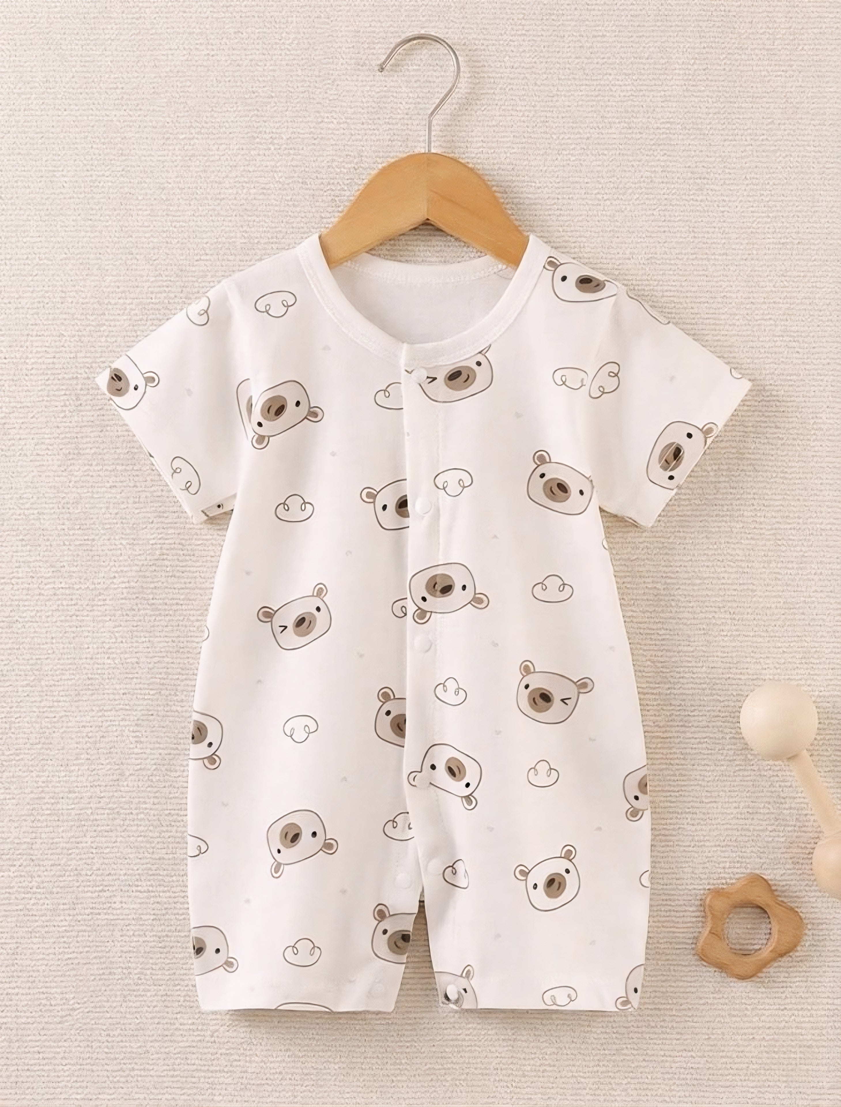 Baby Bear Snuggle Romper | Newborn Short Sleeve