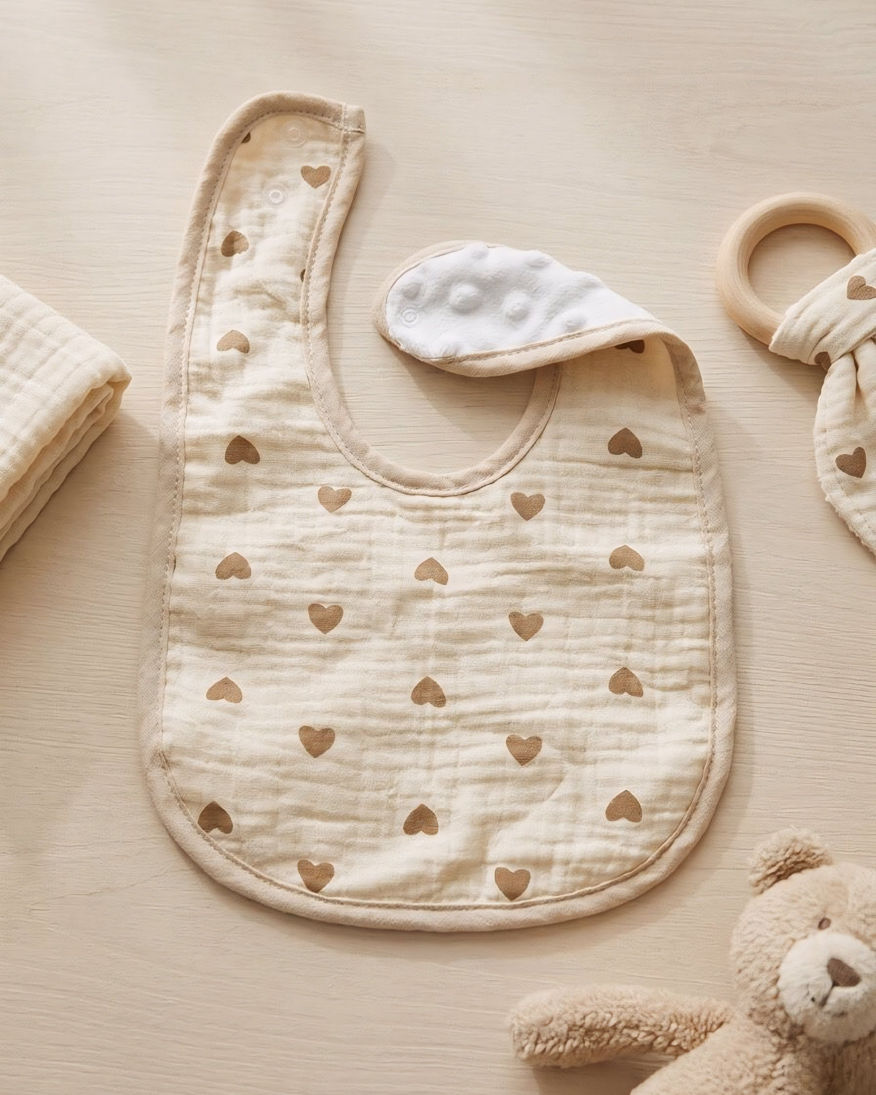 Baby Bear Cotton Bib | Soft, Absorbent & Gentle on Skin (5pcs)