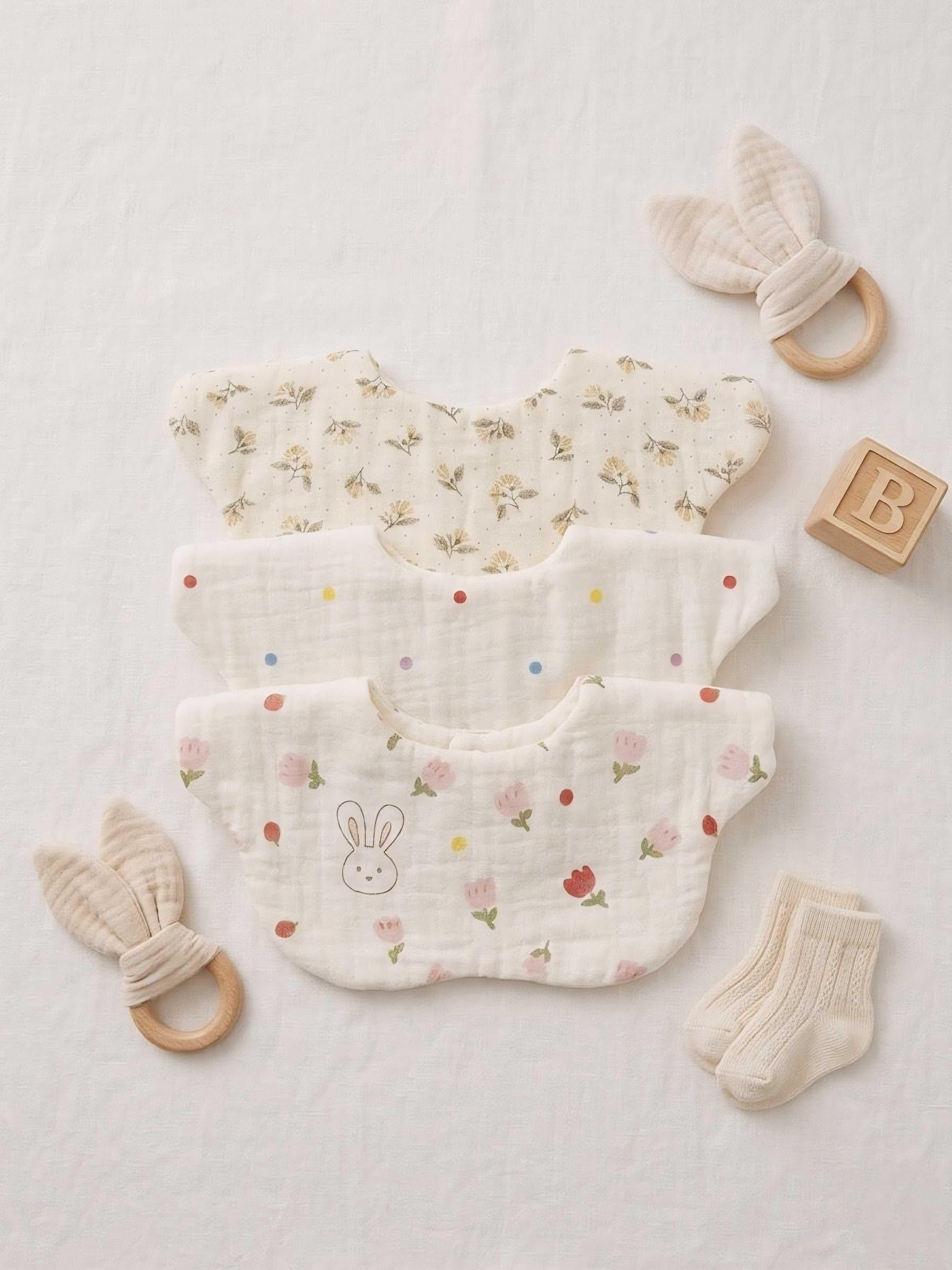 Baby Bear Cotton Bib Set | 3 PCS (Anti-Drool)