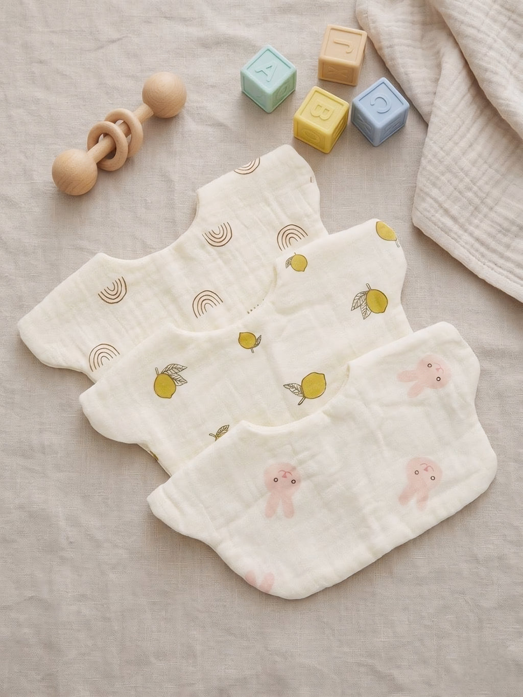 Baby Bear Cotton Bib Set | 3 PCS (Anti-Drool)