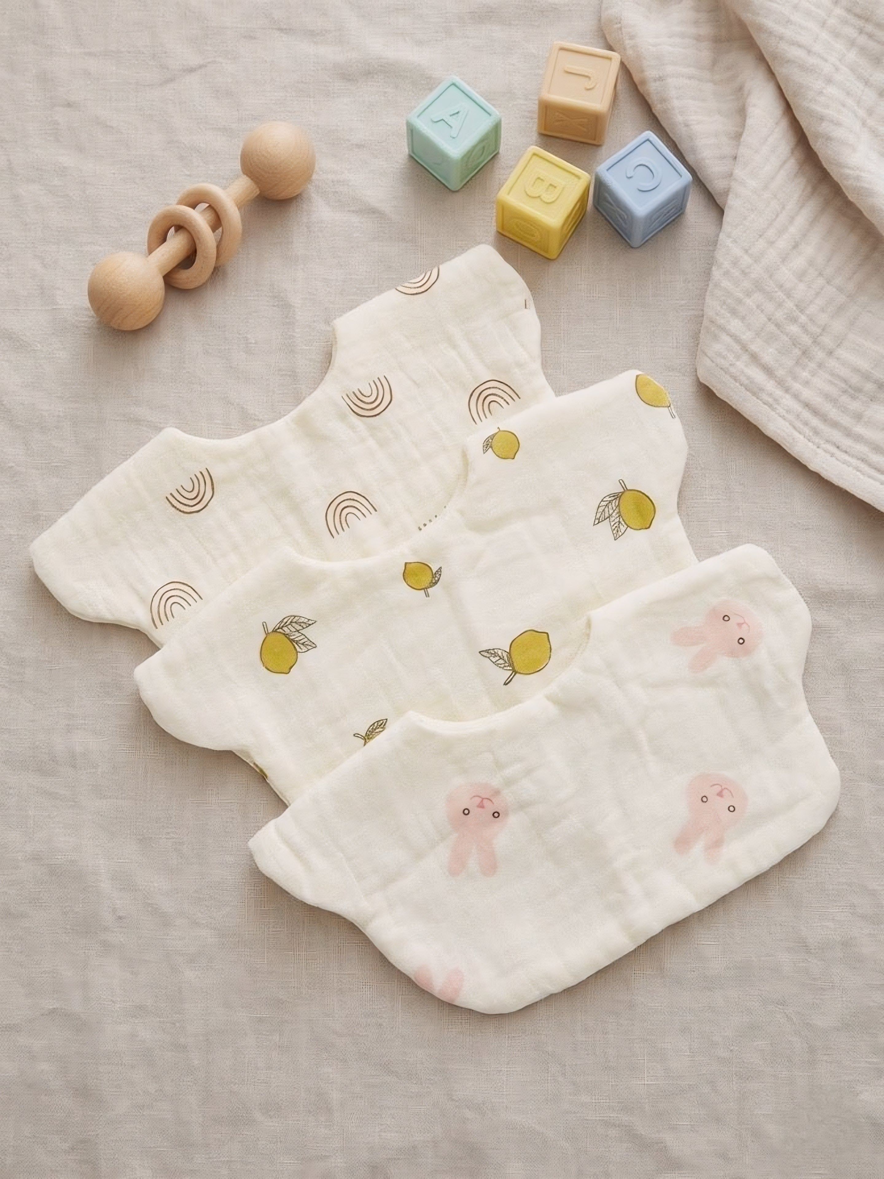 Baby Bear Cotton Bib Set | 3 PCS (Anti-Drool)