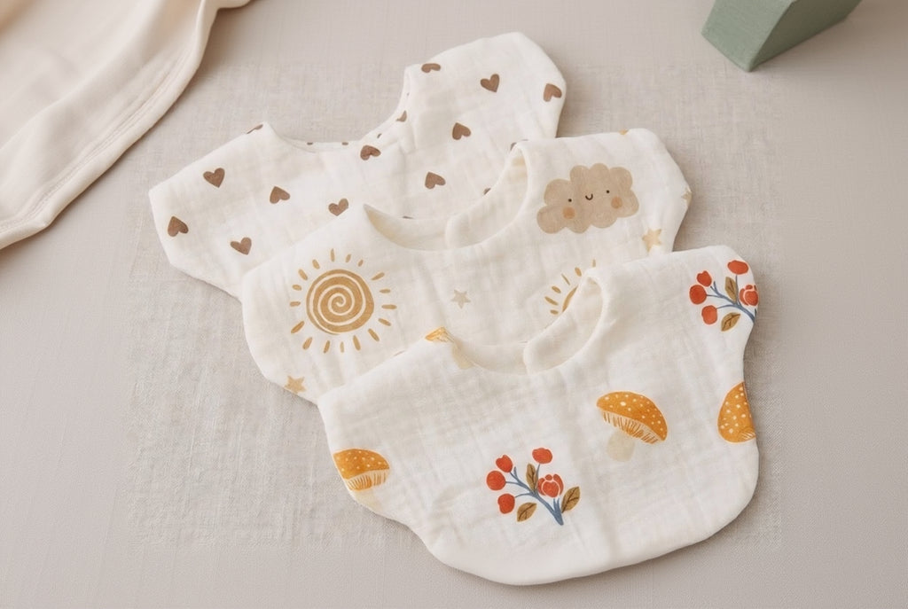 Baby Bear Cotton Bib Set | 3 PCS (Anti-Drool)