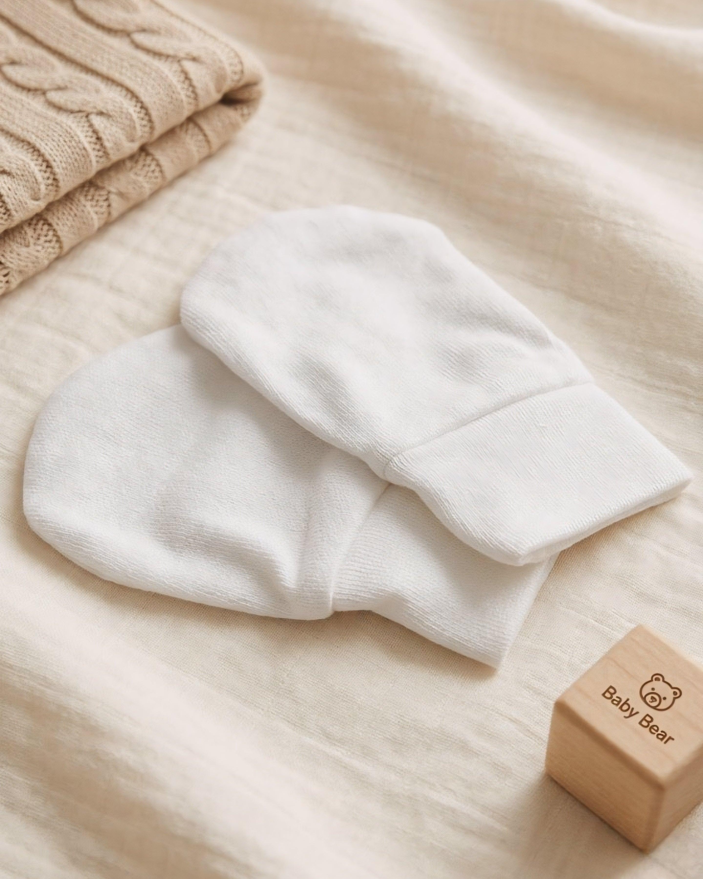Baby Bear Small Mittens | Soft Cotton Scratch Protection (3 Pairs)